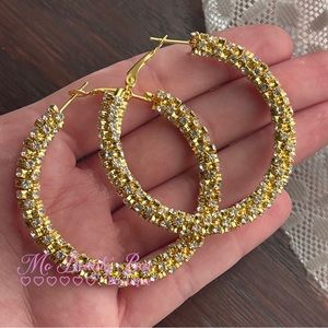 Gold Rhinestone Hoop Earrings